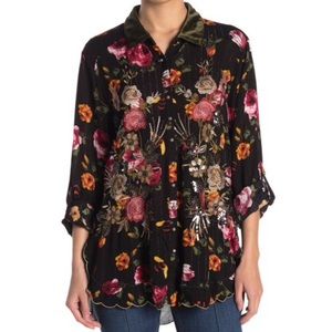 NWT Aratta Floral Sequin Accent Shirt